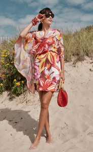 Frances Valentine Mini Cape Dress Sun Floral