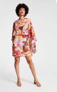 Frances Valentine Mini Cape Dress Sun Floral