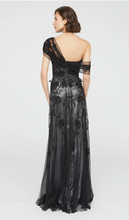 Load image into Gallery viewer, Theia Lenora Petal Embroideried Gown Black/Gunmetal