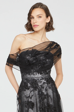 Load image into Gallery viewer, Theia Lenora Petal Embroideried Gown Black/Gunmetal