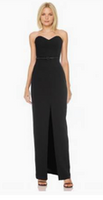 Load image into Gallery viewer, Jewel by Badgley Mischka Delphine Belted Strapless Column Gown