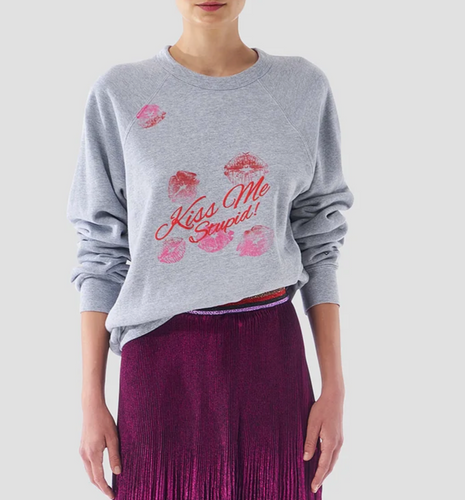 Le Superbe Kiss Me Sweatshirt Heather Grey