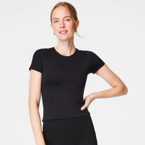 Spanx Smoothing Jersey Crew Tee Black