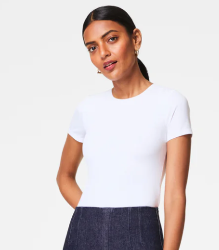 Spanx Smoothing Jersey Crew Tee White