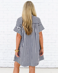 Margot Dress Navy Stripe