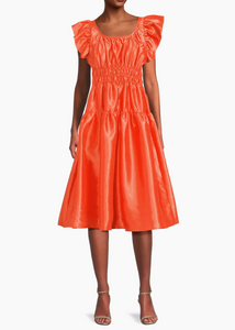 Vanessa Midi Tangerine Ruched Metallic