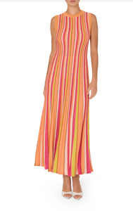 Milly Multi Stripe Sleeveless Midi Dress