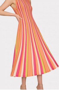 Milly Multi Stripe Sleeveless Midi Dress