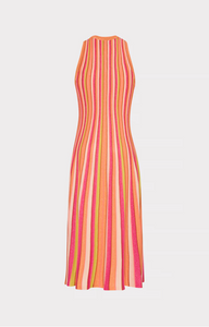 Milly Multi Stripe Sleeveless Midi Dress