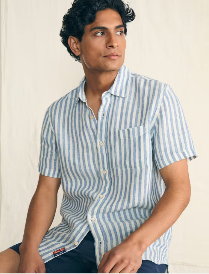 Palma Men's Linen Shirt Striped