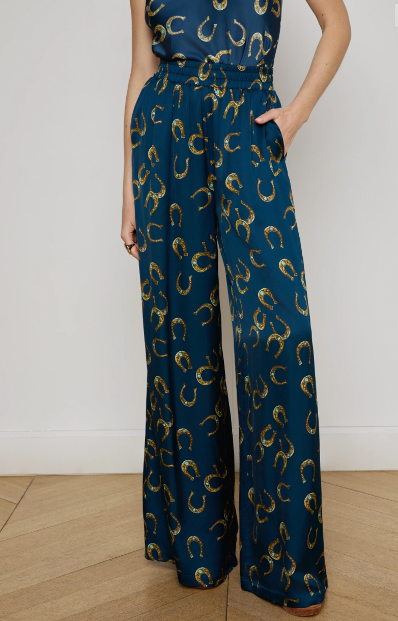 Lilian Satin Wide Leg Pant Horseshoe