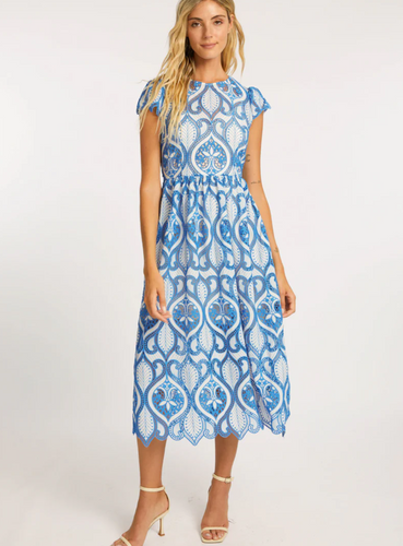 Raquel Midi Dress French Blue Lace