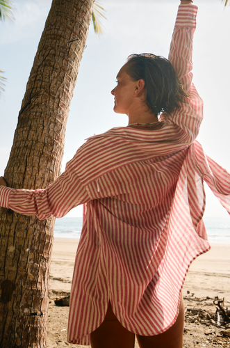 Haze Shirtdress Rose Stripe Watercolor