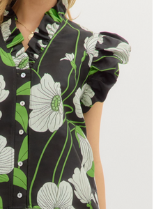 TBC Dahla Jacquard Top Black Print