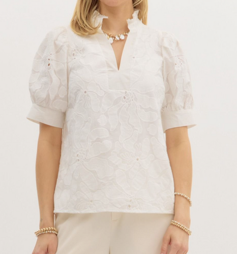 TBC Blanc Jacquard Top White