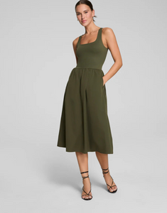 Smooth Jersey Mix Dress Dark Pine