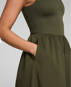 Smooth Jersey Mix Dress Dark Pine