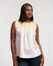 Load image into Gallery viewer, FV Jess Top Floral Embroidery White/Yellow
