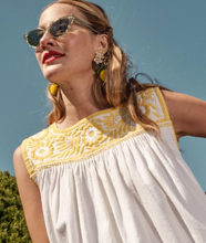 Load image into Gallery viewer, FV Jess Top Floral Embroidery White/Yellow