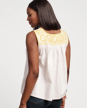 Load image into Gallery viewer, FV Jess Top Floral Embroidery White/Yellow