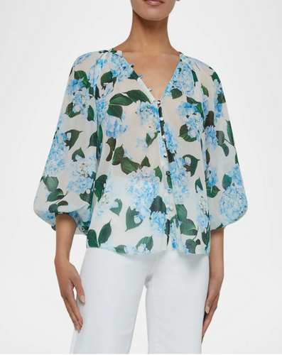 Teagan Dolman Blouse Blue Hydrangea