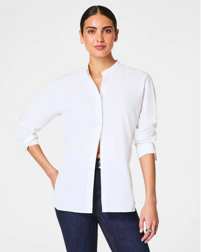 Poplin Button-Up Tunic White