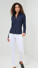 Load image into Gallery viewer, Alida Navy Button Poplin Shirt