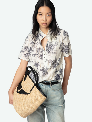Topher Tropical Top Ecru/Navy