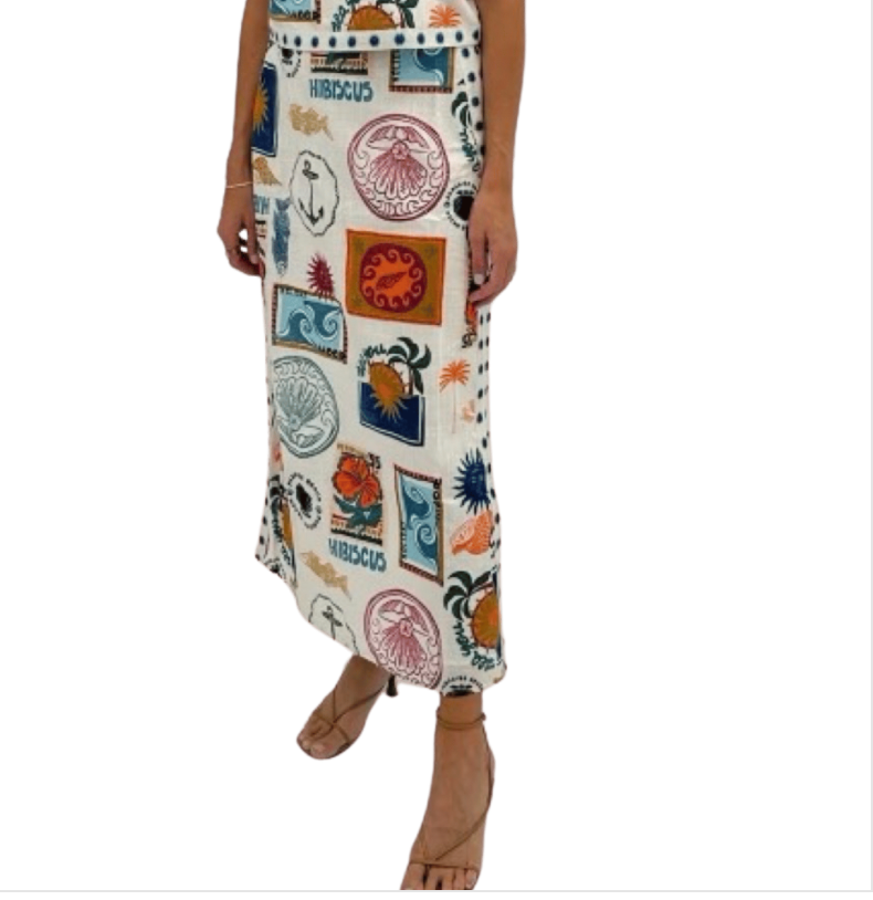 AC Dillon Skirt White Multi Tropic