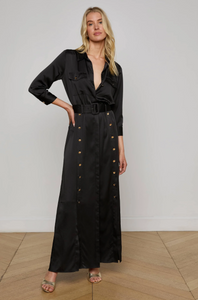Uriah Satin Maxi-Shirt Dress Black