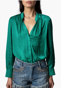 ZV Tink Satin Top Emeraude