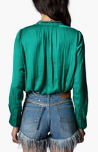 Load image into Gallery viewer, ZV Tink Satin Top Emeraude