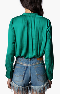 ZV Tink Satin Top Emeraude