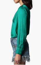 Load image into Gallery viewer, ZV Tink Satin Top Emeraude