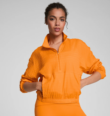 Textured Half Zip Jacket Orange