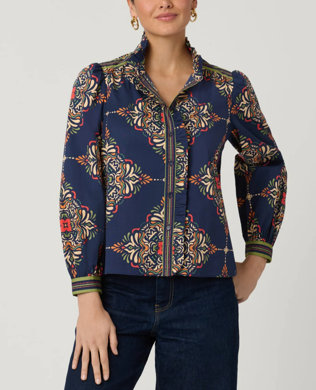 Theo LS Top Navy Multi