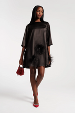 Load image into Gallery viewer, FV Edie Satin Mini Feather Black