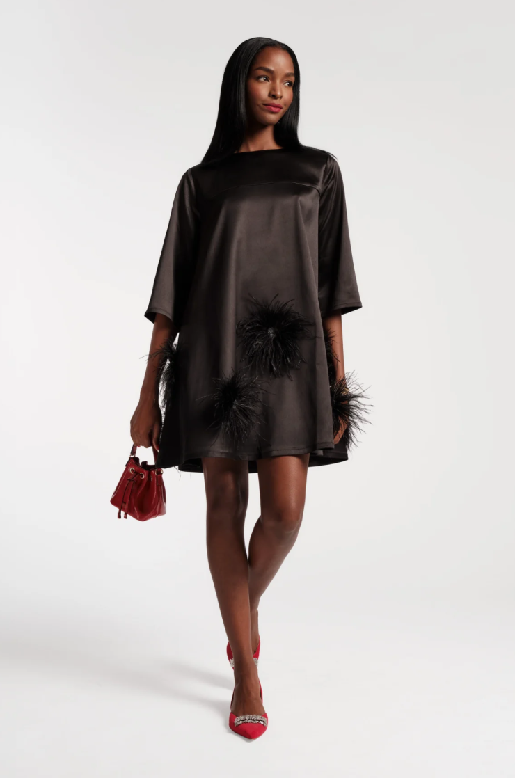 FV Edie Satin Mini Feather Black