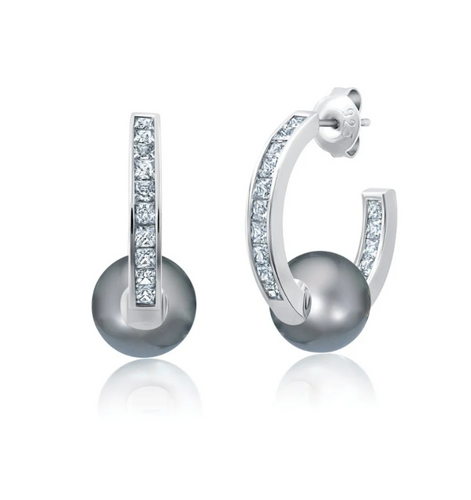Jackie Black Pearl Hoops