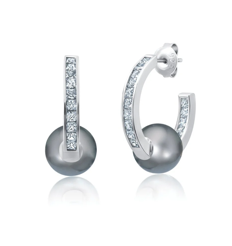 Jackie Black Pearl Hoops