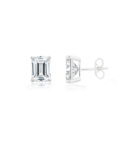 Large Emerald Cut Solitaire Earrings
