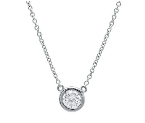 Solitaire Bezel Necklace Platinum