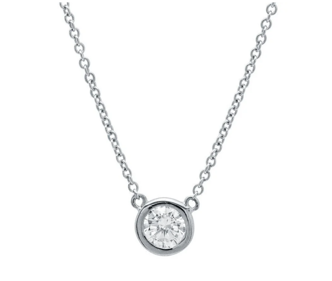 Solitaire Bezel Necklace Platinum