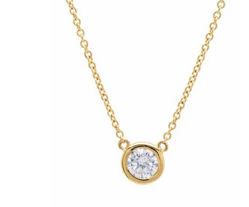 Solitaire Bezel Necklace Gold