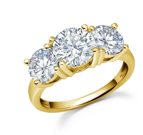 Crislu Classic 3 Stone Ring Gold