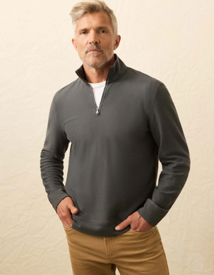 Textured Knit Quarter Zip Mountain Coal