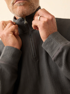 Textured Knit Quarter Zip Mountain Coal
