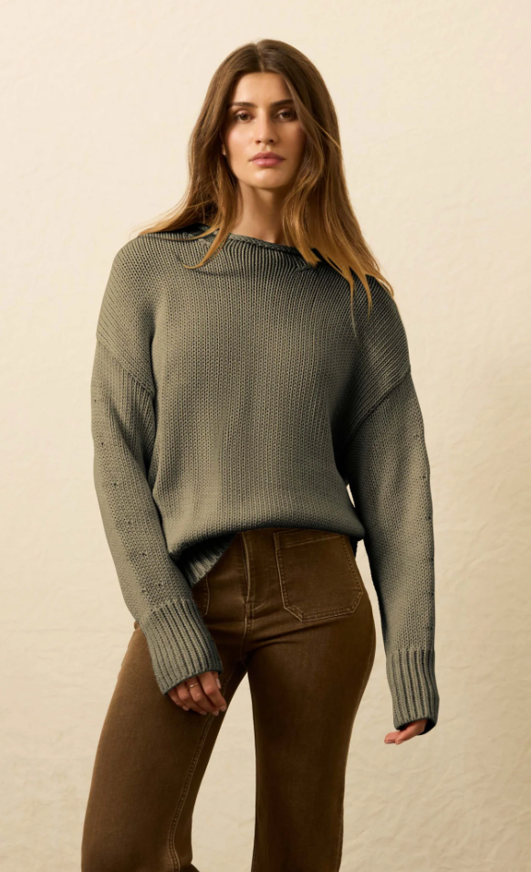 Sunwashed Roll Neck Sweater Sage