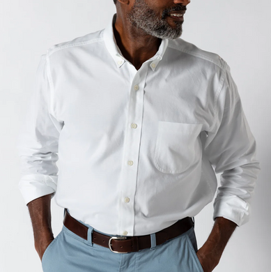 Cotton Oxford Sport Shirt Morris Solid White