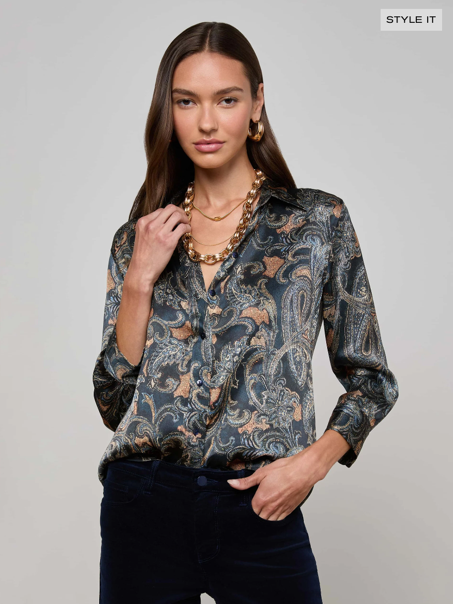 Dani 3/4 Sleeve Blouse Midnight Paisley